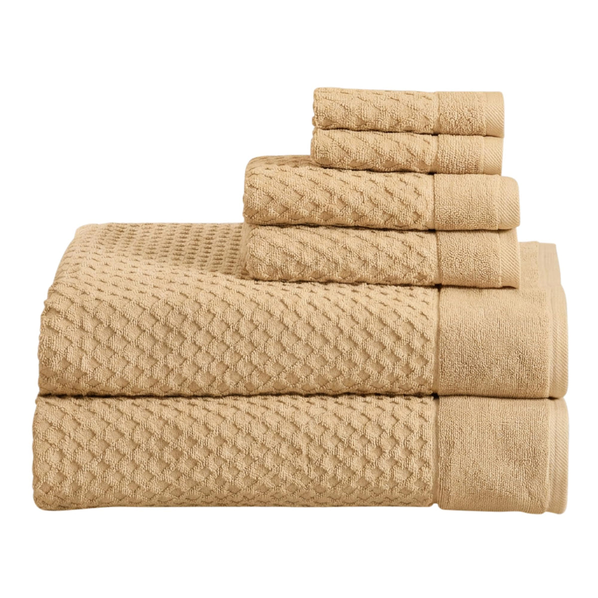 Great Bay Home Bath Towels - 100% Cotton 6 Piece Towel Set - Diamond Waffle Weave - Absorbent, Durable, Quick-Dry Towels for Bathroom (Copper)