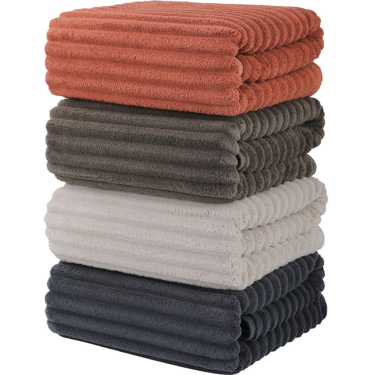 Luxury 4-Piece Quick-Dry Bath Towel Set 27.5X 55 Inches – Ultra Soft Microfiber for Bathroom, Bar, Pool, Gym & Travel – Elegant Twill Design