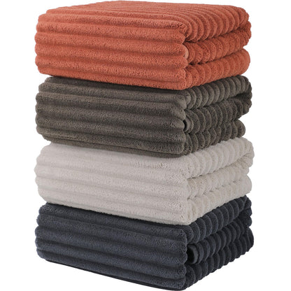 Luxury 4-Piece Quick-Dry Bath Towel Set 27.5X 55 Inches – Ultra Soft Microfiber for Bathroom, Bar, Pool, Gym & Travel – Elegant Twill Design
