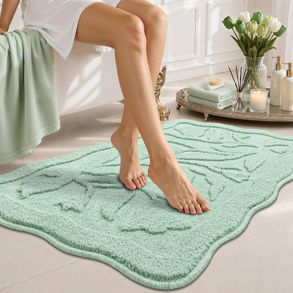 BSICPRO ‌Purple Bathroom Rugs, 24x36 Floral Bath Mats, French Rustic Style
