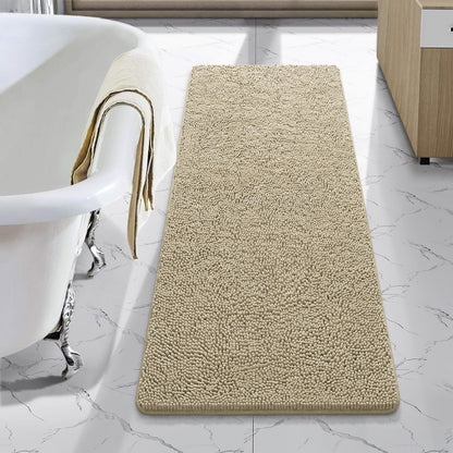 LOCHAS Luxury Bathroom Rug Shaggy Bath Mat 24 x 60 Inch, Gray