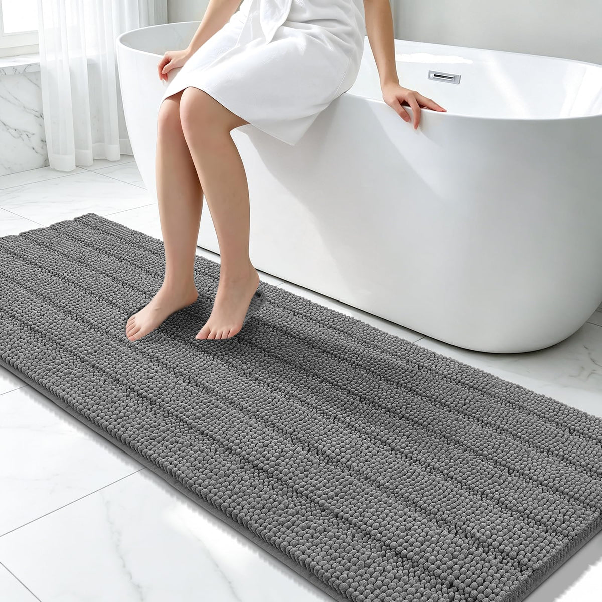 Bcoimo Bath Rug Mat,48x24 High Absorbent Latte Long Bathroom Runner Rugs