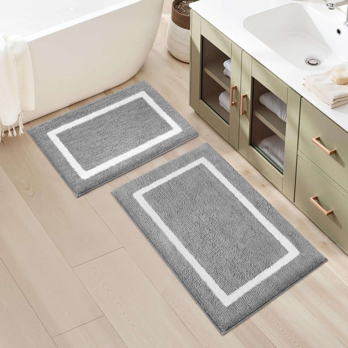 HOMEIDEAS Bathroom Rugs Sets 2 Piece Lavender 20" x 32" + 16" x 24"