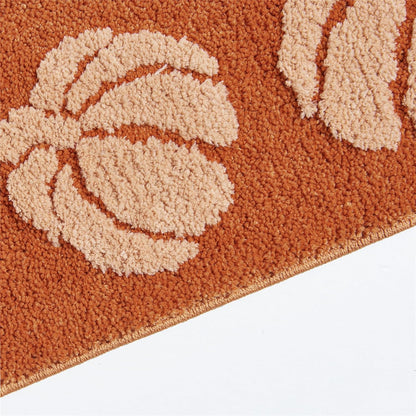 Burnt Orange Pumpkins Bath Mats Non Slip Washable, Microfiber Boho Cute Fall Autumn Bath Rug Absorbent, 16’’W x 24’’L Rustic Farmhouse Country Fall Bathroom Mat Aesthetic Decor