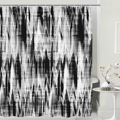 JAWO Abstract Shower Curtain,Modern Aesthetic Abstract Stripe Shower Curtain Set, Yellow Blue Grey Contemporary Abstract Painting Fabric Shower Curtains