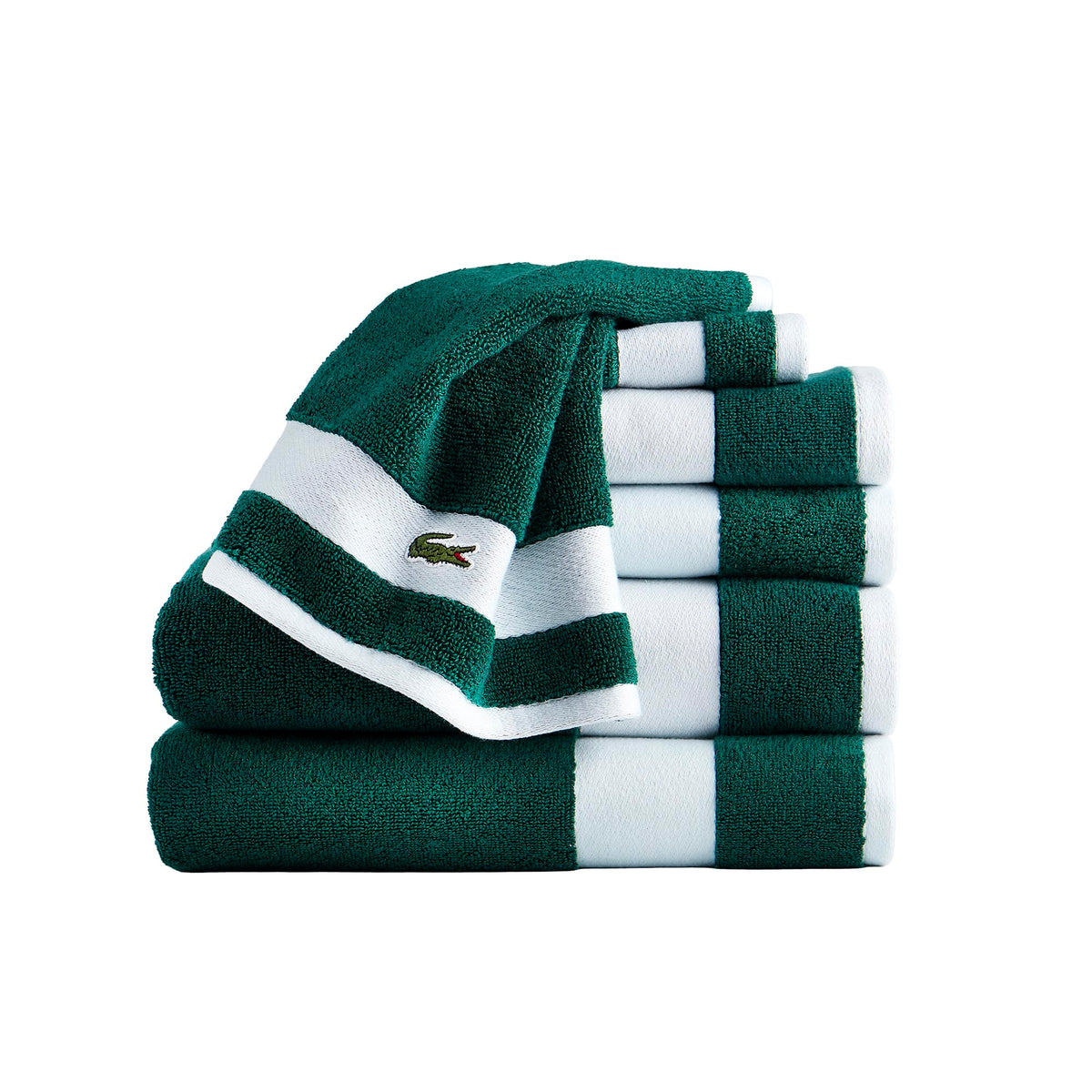 Lacoste Sport Stripe 100% Cotton 6-Piece Towel Set, Meteorite