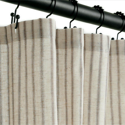 Farmhouse Striped Shower Curtain - 72x72 Inches, Linen Blend Fabric, Breathable & Machine Washable, Rustic Black for Bathroom Decor (Hooks/Liner Not Included)