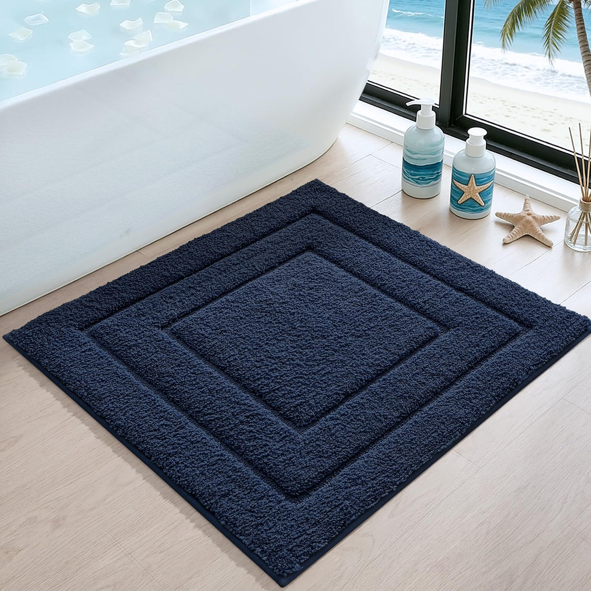 DEXI Bathroom Rugs 36x24, Non-Slip and Absorbent Bath Mat, Beige