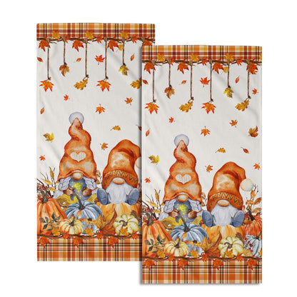 Miaoquhe Fall Pumpkin Hand Towels Set of 2 14x28 Inch Autumn Thanksgiving Harvest Fingertip Towels Absorbent Fall Leaves Bathroom Towel Fall Face Towels for Home Kitchen SPA Gym Seasonal Decoration