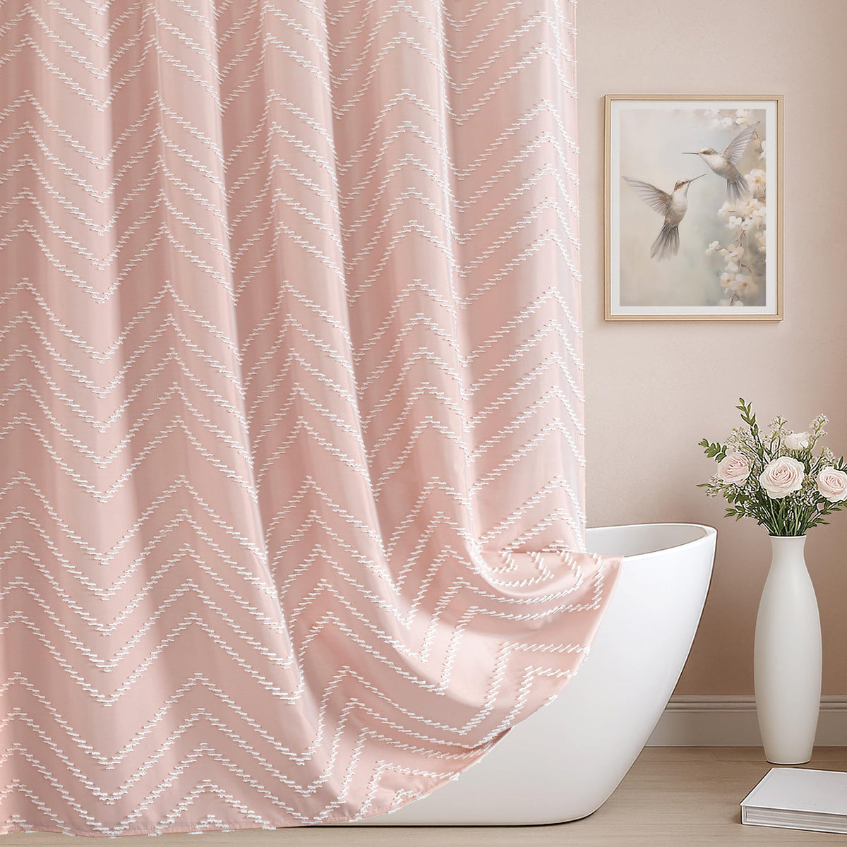 Grey Boho Fabric Shower Curtain 72 x 72 Inches