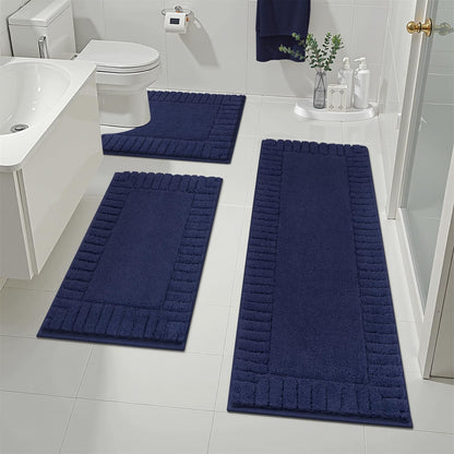 Pauwer Bathroom Rugs Sets 3 Piece, Microfiber Bath Mat Set, Dark Grey