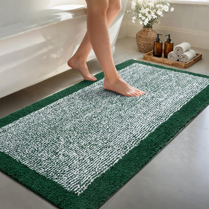 Long 2x4 Ft (48''x24'') Bathroom Rugs, Non Slip Washable Bath Mat Grey