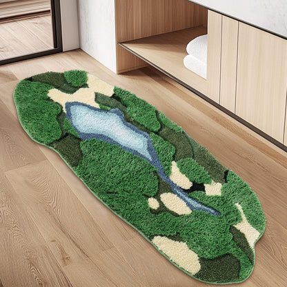 Green Floral Moss Bathroom Rug Bath Mat Soft Cute Rugs 20"x32"