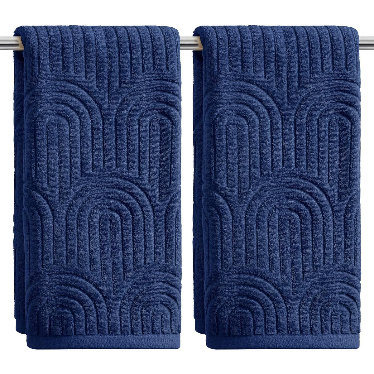Artoid Mode 2 Pcs Caramel 3D Arched Stripes Jacquard Hand Towels for Bathroom, 100% Cotton Soft Absorbent Bathroom Decor Towels, 13.7 x 29.5 Inch