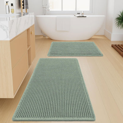 Smiry Waffle Bathroom Rugs Sets 2 Piece (30x20+24x16, Brown)