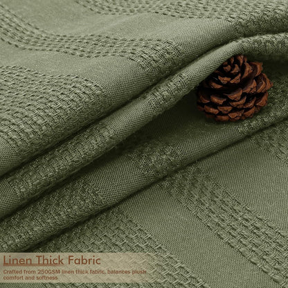 OVZME Sage Green Shower Curtain for Bathroom, Boho Linen Textured Shower Curtain with Tassel, Rustic Striped Heavy Duty Vintage Country Bathroom Curtain, 72Wx72L Inches