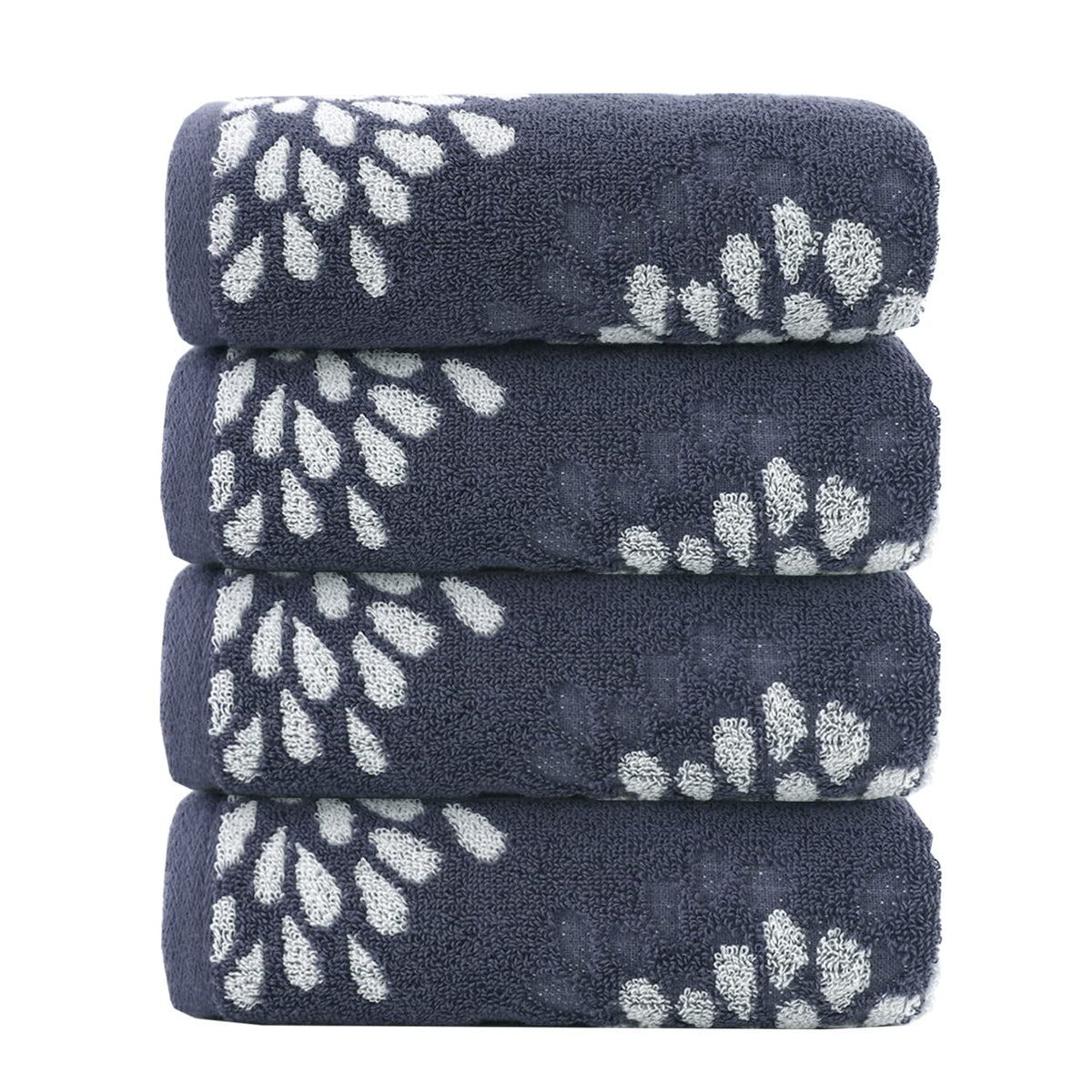 Pidada Hydrangea Floral Cotton Hand Towels Set of 4