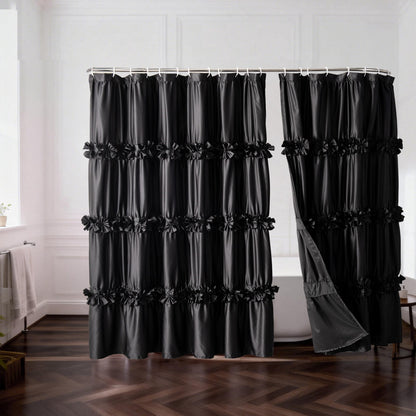 Homechoice Decor Peach Ruffle Shower Curtain for Master Bathroom