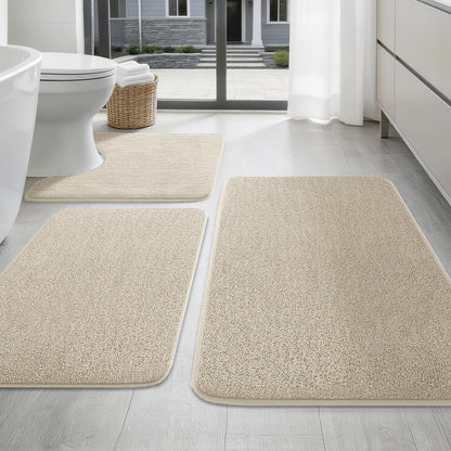 YIHOUSE 2-Piece Towel-Like Memory Foam Bathroom Rug Set, Dark Grey