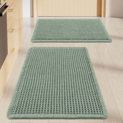 Smiry Waffle Bathroom Rugs Sets 2 Piece (30x20+24x16, Brown)