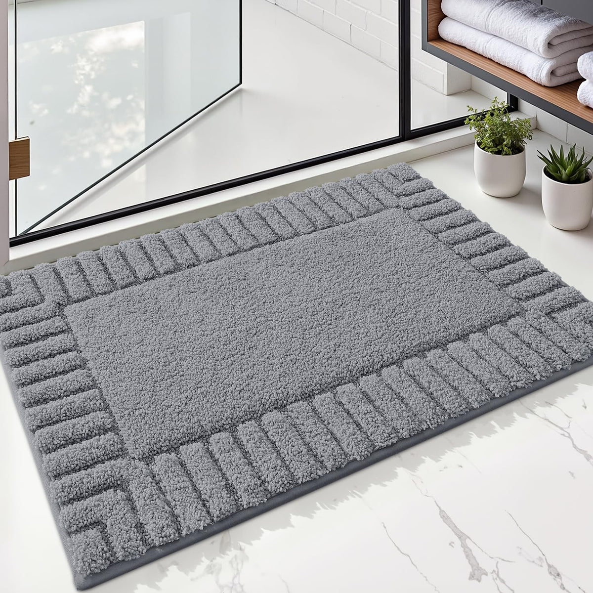 LUMI Soft Bathroom Rugs Absorbent, Non Slip Bath Mat 24x36, Beige