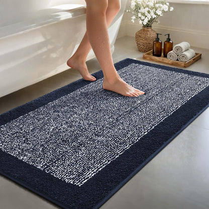 Long 2x4 Ft (48''x24'') Bathroom Rugs, Non Slip Washable Bath Mat Grey