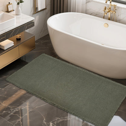 ZALL Tan Waffle Bath Mat,Super Absorbent Non Slip Bathroom Rug,Brown 18x30inch,Machine Washable Ultra Soft Floor Mats