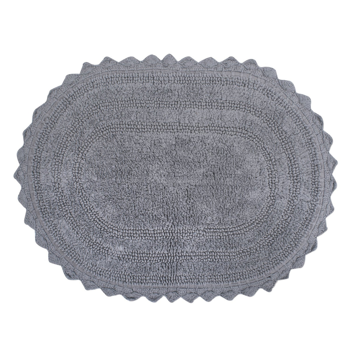 DII Crochet Collection Reversible Bath Mat, Small Oval, 17x24, Dark Green