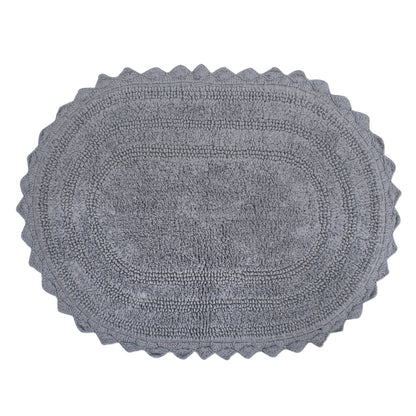 DII Crochet Collection Reversible Bath Mat, Small Oval, 17x24, Dark Green