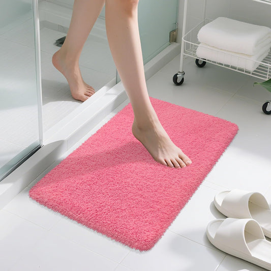 Pink Bathroom Rugs Non Slip 30"x20",Absorbent Bath Mat Quick Dry