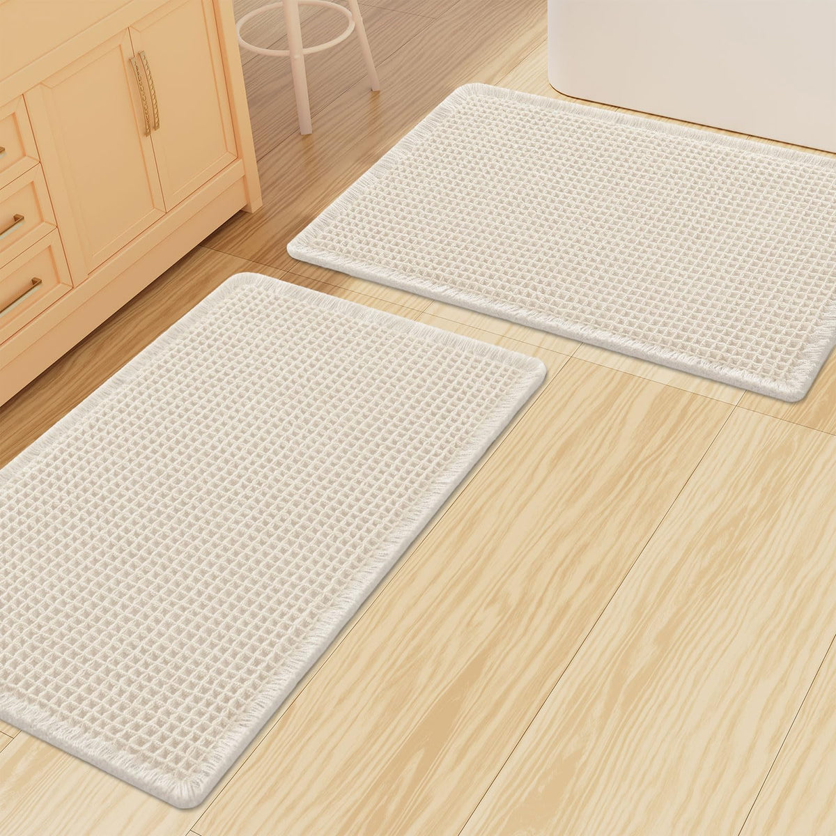 Smiry Waffle Bathroom Rugs Sets 2 Piece (30x20+24x16, Brown)
