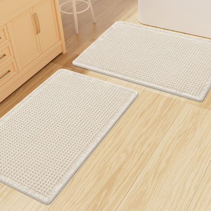 Smiry Waffle Bathroom Rugs Sets 2 Piece (30x20+24x16, Brown)