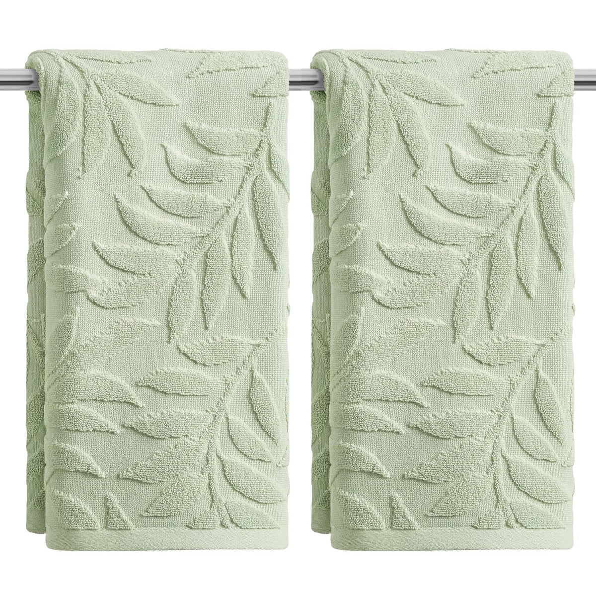 Artoid Mode 2 Pcs Caramel 3D Leaves Jacquard Hand Towels for Bathroom, 100% Cotton Soft Absorbent Bathroom Decor Towels, 13.7 x 29.5 Inch