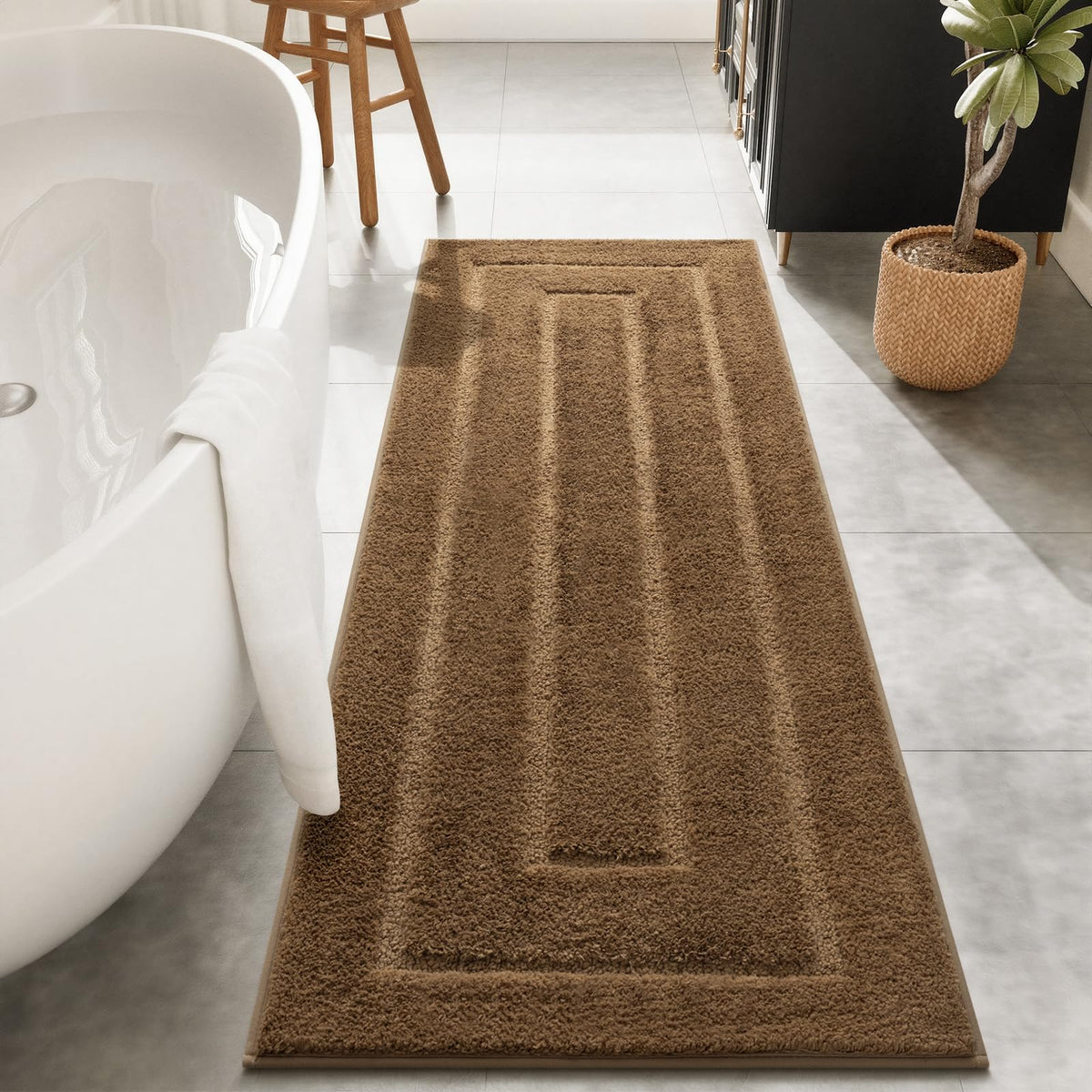HOMORE Black Bathroom Rug 24x60 Inch Soft Absorbent Bathroom Runner Rug