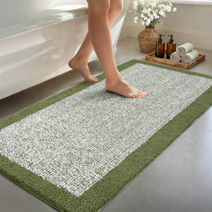 Long 2x4 Ft (48''x24'') Bathroom Rugs, Non Slip Washable Bath Mat Grey