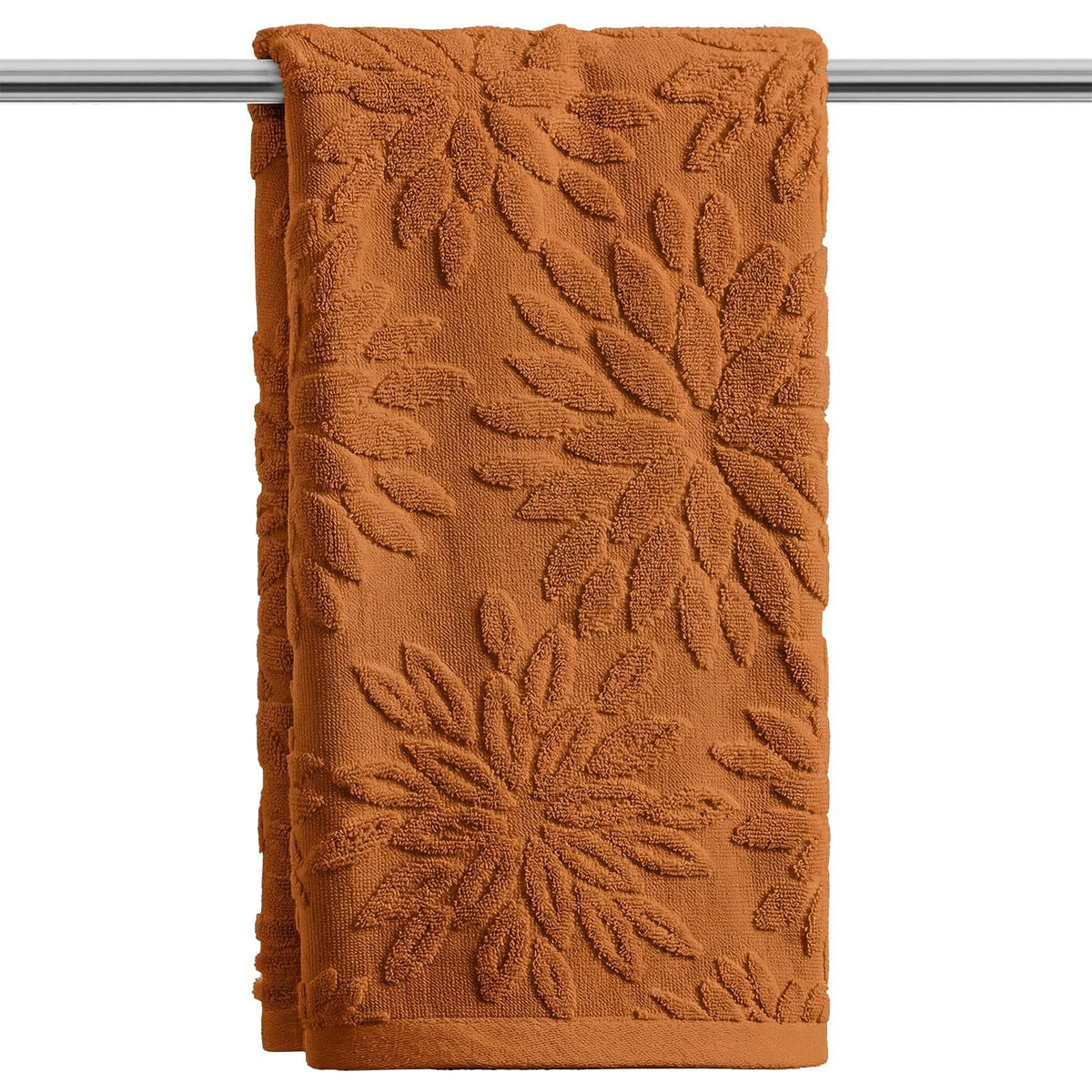 Artoid Mode 2 Pcs Olive Green 3D Dahlia Floral Jacquard Hand Towels for Bathroom, Cotton Soft Absorbent Bathroom Decor Towels, 13.7 x 29.5 Inch