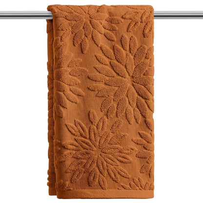 Artoid Mode 2 Pcs Olive Green 3D Dahlia Floral Jacquard Hand Towels for Bathroom, Cotton Soft Absorbent Bathroom Decor Towels, 13.7 x 29.5 Inch
