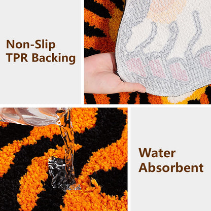Tibetan Tiger Bath Mat Bathroom Rug Soft Non Slip Orange 24"x40"