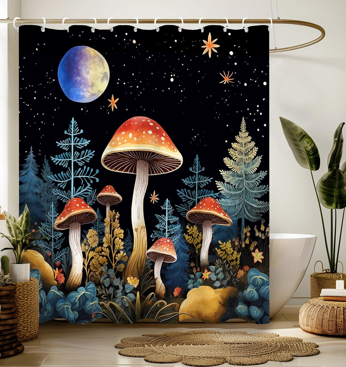 Bathroom Shower Curtain Cute Cortinas para Baño 72 x 72, Boho