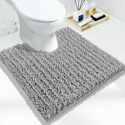 Yimobra Bathroom Rugs Non Slip Washable 32x20 Inch - Ultra Soft Absorbent Chenille Bath Mat, Quick Dry Shaggy Floor Carpet for Tub Shower, Gray Home Decor Accessories