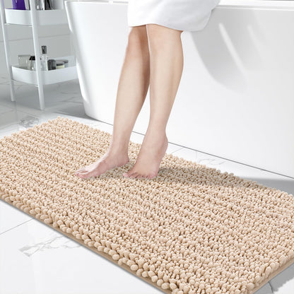 Yimobra Bathroom Rugs Non Slip Washable 32x20 Inch - Ultra Soft Absorbent Chenille Bath Mat, Quick Dry Shaggy Floor Carpet for Tub Shower, Gray Home Decor Accessories