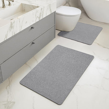 MIULEE Bathroom Rugs Set 2 Pieces, Thin Bath Mats Beige 17"x27"+20"x32"