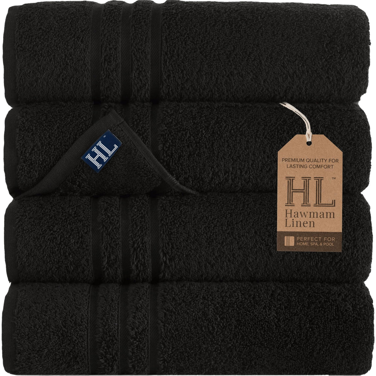 Hawmam Linen Cream 6 Piece Bath Towels Set for Bathroom Original Turkish Cotton Soft, Absorbent and Premium 2 Bath Towels, 2 Hand Towels, 2 Washcloths (Sea Salt)