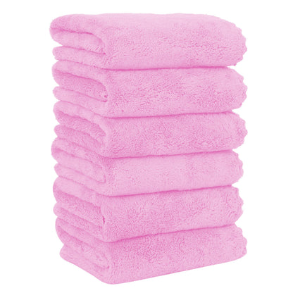 MOONQUEEN 6 Pack Premium Hand Towels - Quick Drying - Microfiber Coral Velvet Highly Absorbent Towels - Multipurpose Use as Hotel, Bathroom, Shower, Spa, Hand Towel 16 x 28 inches (Brown)