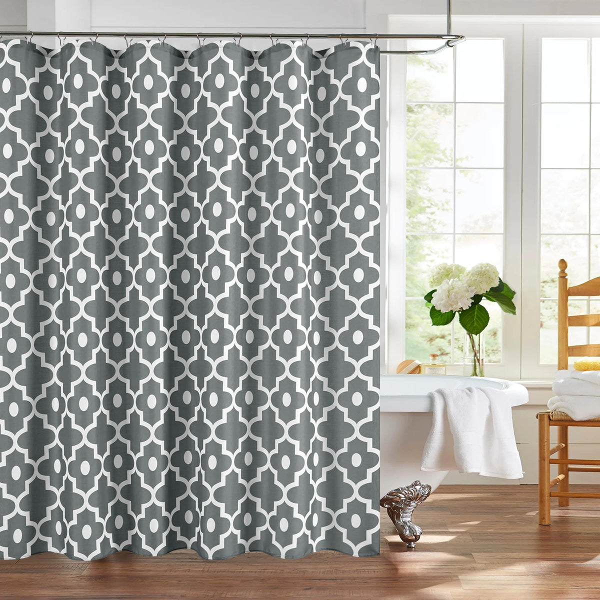 Fabric Modern Shower Curtain-Burgundy & White Shower Curtains for Bathroom