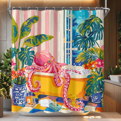 Accnicc Abstract Beach Shower Curtain Ocean Art Oil Painting Shower Curtains for Bathroom Teal Blue Coastal Seagull Waterproof Fabric Bath Curtain Decor 72 X 72 Inches
