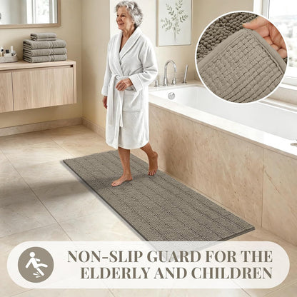 Bcoimo Bath Rug Mat,48x24 High Absorbent Latte Long Bathroom Runner Rugs