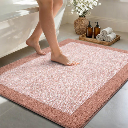 Long 2x4 Ft (48''x24'') Bathroom Rugs, Non Slip Washable Bath Mat Grey
