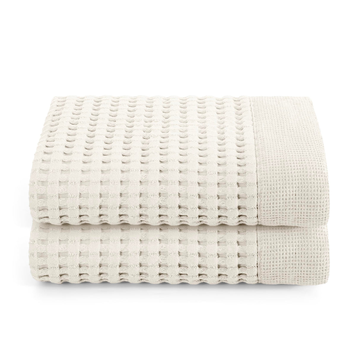 GILDEN TREE Waffle Hand Towels for Bathroom Quick Dry Large Luxury Lint Free Super Absorbent Cotton Hand Towels Set of 2, Modern Style (Cream)