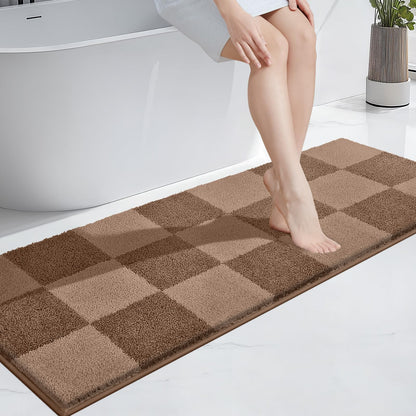 PURRUGS Bathroom Rug Non-Slip Machine Washable 24" x 36", Super Absorbent and Quick-Dry Bath Mat, Extra Soft and Plush Bath Rug for Shower, Bathtub and Sink, Grayish Brown & Coffee